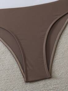 Swim Lushoire 2026 新款舒适咖啡色三色成熟时尚度假优雅修身连体泳衣，适合派对、海滩度假 - 彩色 - 查看 8