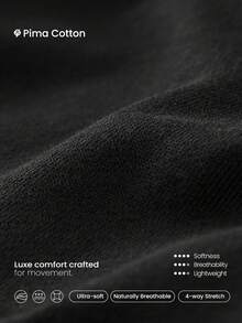 GLOWMODE 匹马棉冬季保暖柔软弹力透气后背重叠式翻盖罗纹领口袖口带拇指孔长袖露脐上衣，适合健身房、工作室、日常休闲穿着 - 黑色 - 查看 5