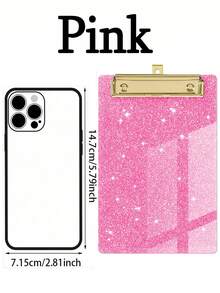 1pc Sparkling Glitter Acrylic Clipboard - PMMA Material, 6 Vibrant Colors (Blue, Pink, Green, Purple, Yellow, White) With Metallic Edges & Sparkling Glitter - Compact Portable Design For Classroom, Office, School, Notebooks & Journals - Multicolor - View 17