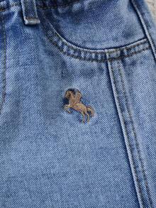 男童休闲刺绣卡其色弹力腰蓝色水洗无弹力直筒百搭牛仔裤，热门黑色水洗牛仔裤 - 彩色 - 查看 7