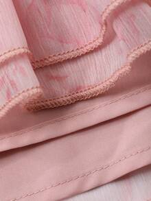 DAZY Đầm maxi chiffon in hoa mùa xuân hè, thanh lịch, thích hợp cho các dịp thường ngày, đi biển, đám cưới, tiệc tùng, đi làm, đầm midi dài tay xẻ cao. - Hồng - Xem 3