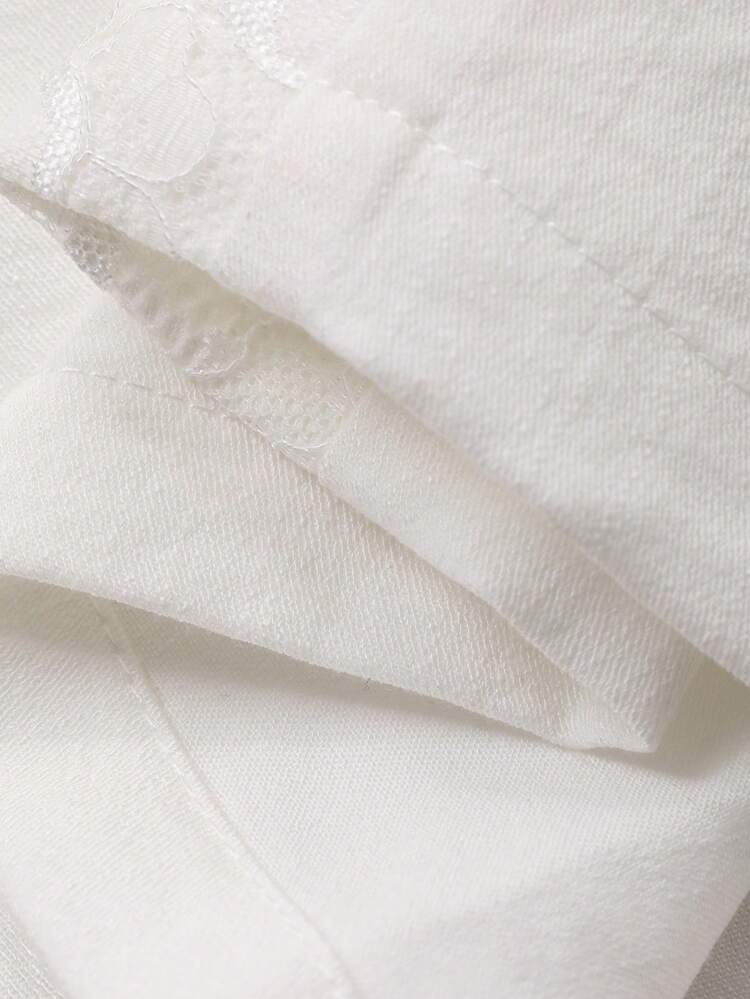 Contrast Lace Elastic Waist Wide Leg Pants, Casual Vacation Wear For Women, Spring/Summer