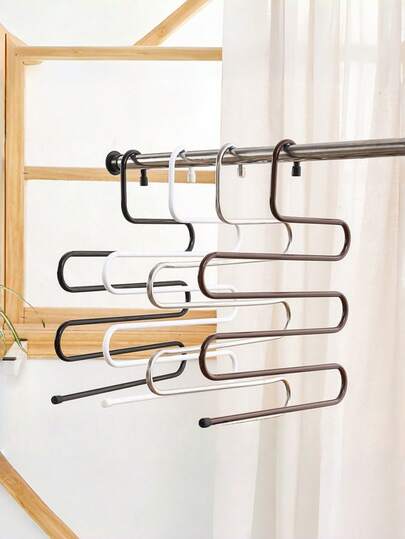 Stainless Steel Clothes Hanger, Creative S-Shaped Multifunctional Pants Rack, Wardrobe Storage Rack, Clothes Pants Storage Rack, Home Decoration Autumn Decoration Holiday Decoration Room Decoration-Brown