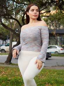 Lupita Cardoza 春季新款透视网眼露肩情人节女士 T 恤，特殊面料 - 紫色 - 查看 5