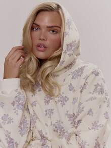 MUSERA Plus Size Floral Hoodie Cute Cosy Spring Everyday Casual Spring - Multicolor - View 2