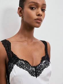 ATUI Studio Women's Contrast Lace Backless Fashionable Versatile Dress - White - View 2