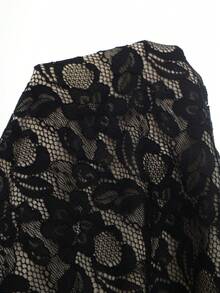 EastFlair 女士蕾丝中式立领黑色短袖上衣 - 黑色 - 查看 8