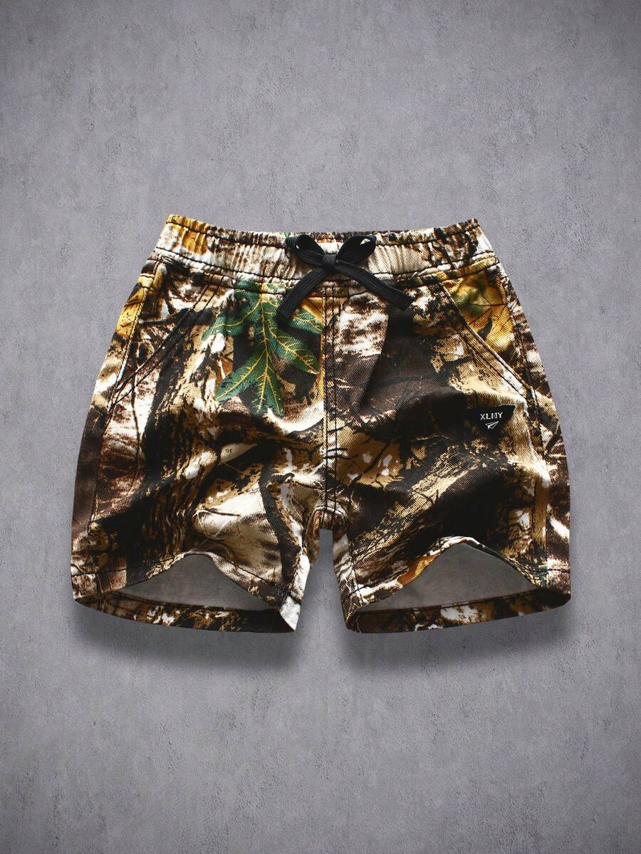 Toddler Boys' Fashionable Elastic Waist Loose Printed Washed Soft Denim Casual Jeans, Versatile Daily Wear, 2026 New Arrival - Multicolor - View 1