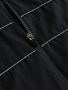 PAVTROS Men's Casual Zip-Up Drawstring Hooded Jacket - Black - View 7