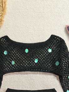 Soleia Bộ áo và chân váy thoải mái dành cho nữ đi biển, thích hợp cho kỳ nghỉ. - màu đen - Xem 4