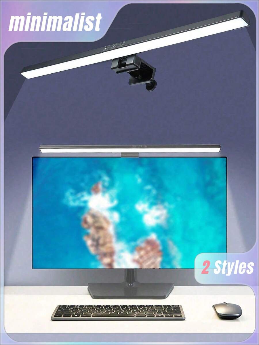 1 Black 19.68in/12.99in Computer Monitor Light Strip, Screen Clip Light, LED Screen Light Strip Suitable For Work Area, Dimming Timing Display Light, Suitable For Desk/Office/Home/Game Touch Control Display Lamp, Bedroom Collection For Eye Protection Screen Clip Lamp - USB - View 1