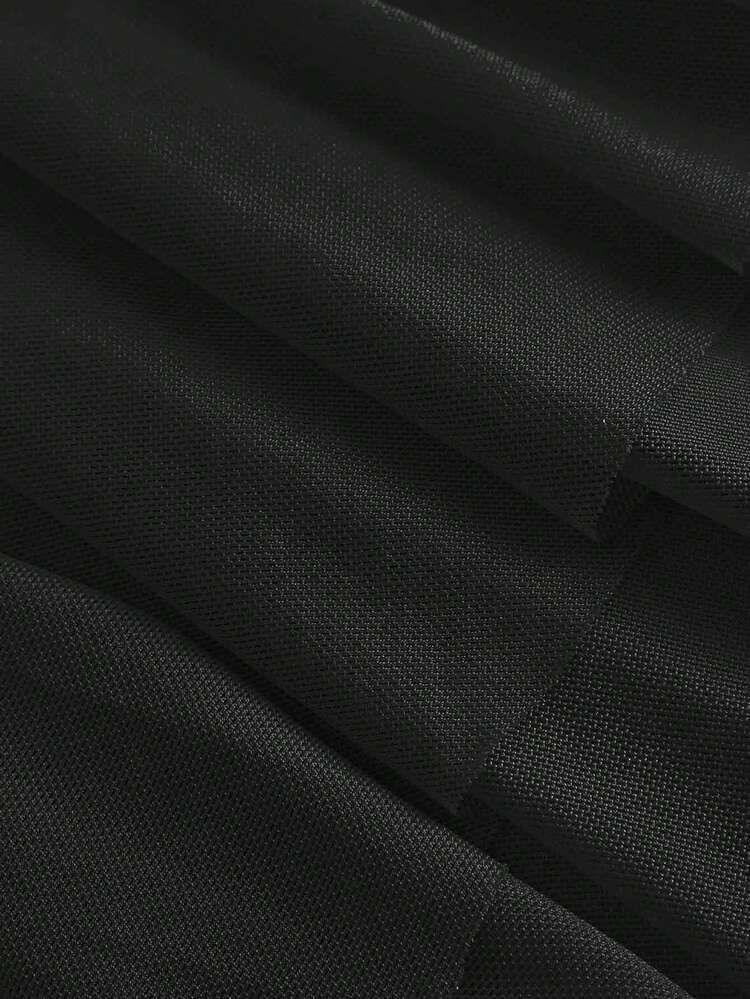 SHEIN MOD 女士纯色露肩荷叶边下摆优雅收腰派对迷你连衣裙 - 黑色 - 查看 4