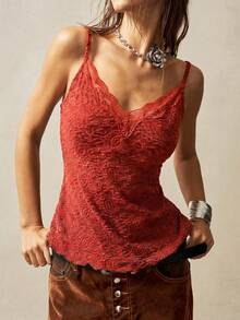 Bohemela Áo tank top hai dây dệt kim họa tiết Paisley màu trơn phong cách Boho dành cho nữ, kiểu dáng nghỉ hè. - Đỏ - Xem 6