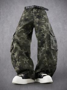 Manfinity Denimwave Men's Street Fashion Casual Multi-Pocket Flared Leg Camouflage Denim Jeans - Multicolor - View 1