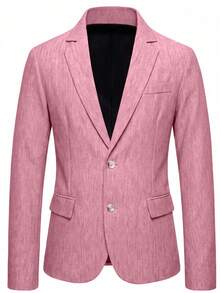 Manfinity Bizformal Men Space Dye Pocket Single Breasted Blazer Slim Fit Blazer Men Classy Clothes Men Fashion Blazer Men Pink Blazer Men Casual Blazer,Wedding,Pink,Gowns,Gown For Prom Night,Boyfriend Gift Men Linen Jacket Men Summer Attire Men Sport Coat Pink Men Suit Pink Jackets For Men Mens Casual Blazer Sport Coat For Men Men Summer Suits,Weekend Trips, Outdoor Activities, Travel Expeditions, Relaxed Work Environments Or Semi-Formal Occasions, Boyfriend/Husband Gift, Anniversary /Birthday Gift Party Summer Vacation Holiday New Years Wedding Valentine's Day - Pink - View 3