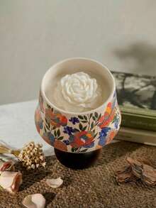Cirelle كوب شمعة سيراميك - حامل بنمط زهري قديم للشموع المعطرة، ديكور منزلي ريفي أو بوهيمي - متعدد الألوان - مشاهدة 5