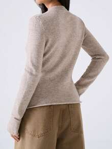 LYSMO New Minimalist Lace-Up Long Sleeve Sexy Sweater For Women, Spring Fall - Khaki - View 2