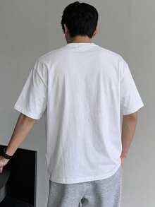 DAZY Áo thun nam tay ngắn cổ tròn màu trắng in chữ, thích hợp cho mùa hè. - trắng - Xem 2