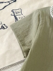 Infant/Toddler Boys' Elegant Minimalist Short Sleeve Shorts Set, Soft Washed Textured Fabric, Comfortable & Skin-Friendly, One-Piece Jumpsuit Design Baby Clothes Sage Green Baby Romper Baby Short Sleeved Romper Baby Boy Summer Romper Unisex Baby Clothes - Dark Green - View 5