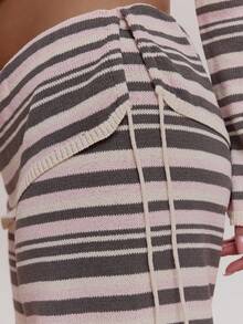 MUSERA Fold Over Waistband Stripe Knit Trousers Cute Cosy Spring Everyday Sugar Swizzle - Multicolor - View 5