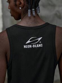 NEON BLANC Áo tank top nam dáng rộng không tay, màu đen, có họa tiết thêu ở lưng, thích hợp cho mùa hè. - màu đen - Xem 5