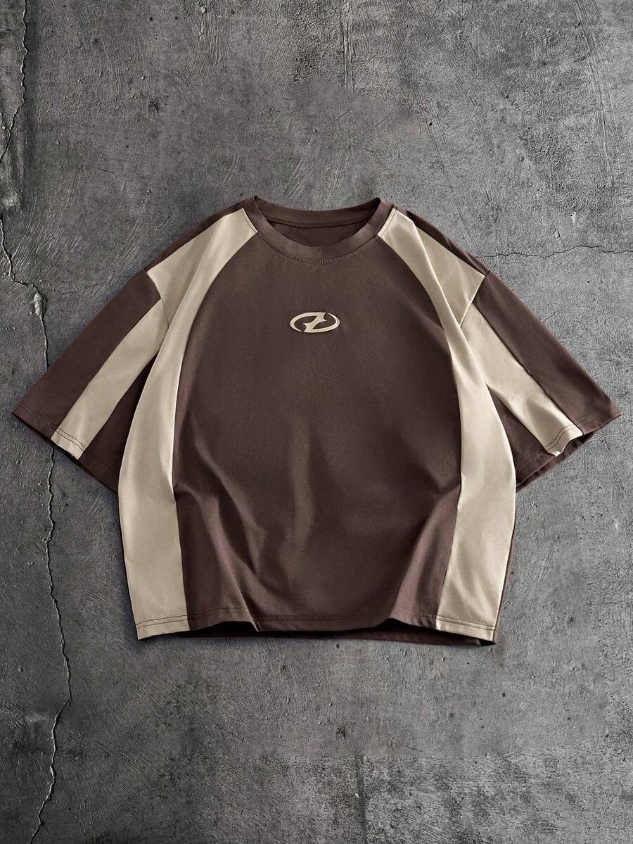 AXEPEAK Áo thun nam tay ngắn cổ tròn phối màu tương phản phong cách thường ngày - Nhiều màu - Xem 1