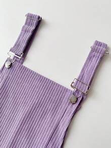 Flirla Damen einfarbiges Lässig Trägerkleid mit Tasche - Violett - Übersicht 5
