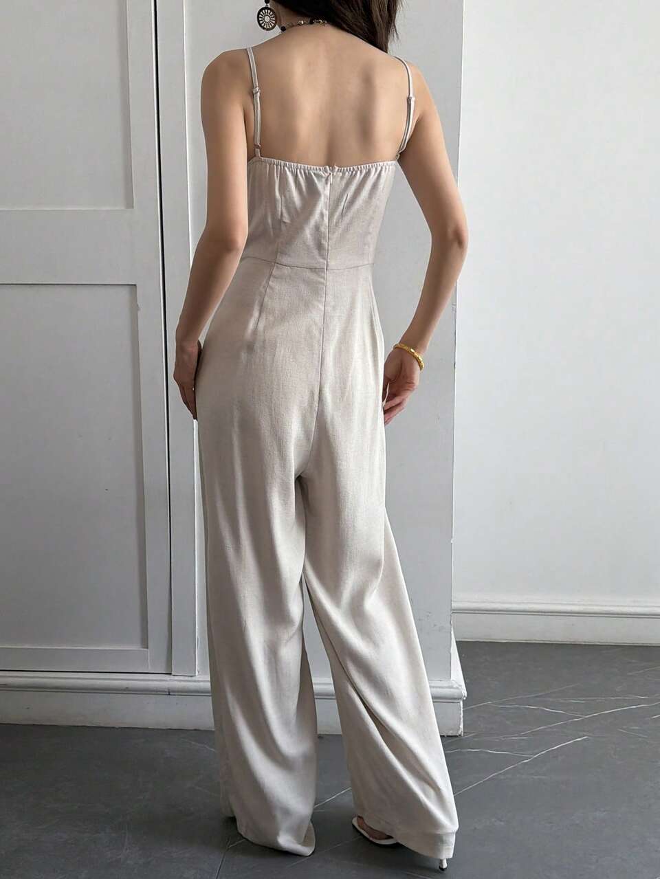 Embroidered Pattern Jumpsuit Wide Leg Pants, Elegant Resort Wear For Women, Spring/Summer Jumpsuits For Women Lounge Sets For Women