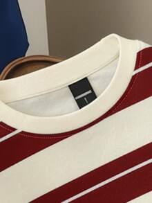 Manfinity Joysei Men's Casual Daily Commute & Holiday Letter & Striped Print Short Sleeve T-Shirt, Summer - Multicolor - View 5