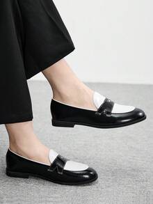 CUCCOO BIZCHIC Giày lười đế mềm mũi vuông kiểu retro thu đông mới, thích hợp đi làm hàng ngày. - màu đen - Xem 1