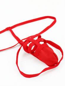 1pc Men's Fashionable Alluring Bright Red U-Pouch Sexy Briefs - Red - View 7