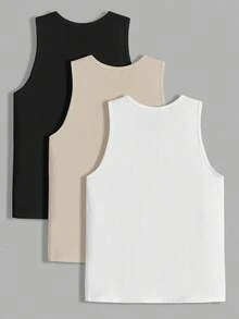 EASEVO Áo tank top không tay cổ tròn màu trơn dành cho nam cỡ lớn, kiểu dáng thường ngày, thích hợp cho mùa hè. - Nhiều màu - Xem 2