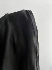 SHEIN Unity 泡泡袖二合一撞色荷叶边修身休闲短袖T恤，女士春夏款 - 黑色 - 查看 6