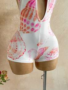 Soleia Mono sin espalda con estampado de conchas marinas para vacaciones en la playa de mujer - Multicolor - Ver 4