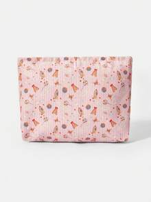 HARRY POTTER X SHEIN 1个卡通印花灯芯绒拉链化妆包，轻便多功能带衬里化妆收纳包 - 彩色 - 查看 4