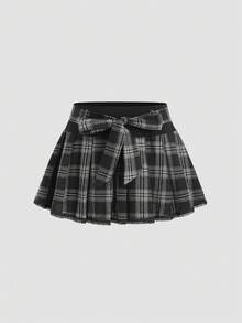 Sweetra Chân váy thời trang thu đông mới, kiểu dáng vintage, gợi cảm, ôm sát, màu cà phê, họa tiết nơ, ren, kẻ caro, đa năng, thanh lịch dành cho nữ. - màu đen - Xem 3