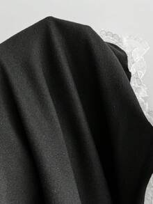 Elamini 浪漫可爱甜美复古学院风性感Y2K坏女孩卡哇伊度假休闲外出约会派对音乐节蕾丝边蝴蝶结修身低腰褶皱层叠裙裤女两件套，春夏秋季 - 黑色 - 查看 5