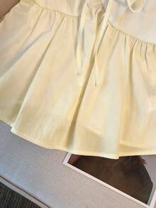 Franclia 女士系带蝴蝶结腰部宽肩带宽松吊带背心娃娃衫夏季上衣可爱夏季上衣外出休闲女式衬衫派对上衣度假女式浅黄色上衣娃娃衫女式上衣牛仔上衣 - 杏色 - 查看 6