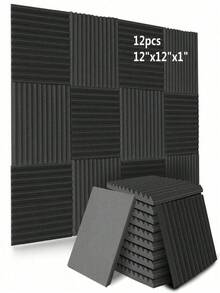 SHEIN 12pcs 12*12*1 Inch Resilient Soundproofing Foam Panels For Children's Room, Music Room Wall Decoration And Sound Absorption, Renovation Stickers Peel Wall Panels, Wall Paper, Wallpapers, Spring Decoration Items Refresh Your Home, Festival Decoration Stickers Gifts Birthday Graduation - Black - View 13