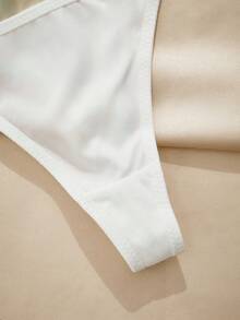 Charlaine 5pcs/Pack Women's Solid Color Metal Ring Waist Low-Rise Thong Panties - Multicolor - View 4