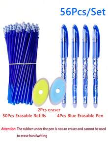 56-Pack Erasable Gel Pens Set With Refills, 0.5mm Thermal Friction Erasable Ink For School Supplies, Back To School, Student Writing Essentials - Multicolor - View 2