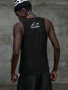 NEON BLANC Áo tank top nam dáng rộng không tay, màu đen, có họa tiết thêu ở lưng, thích hợp cho mùa hè. - màu đen - Xem 3