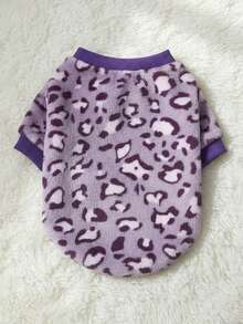 PETSIN 1 Pc Light Purple Leopard Print Fleece Pet , Warm Pet Clothes Without - Multicolor - View 1