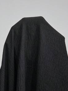 Ontre 2026新款早春灰色长袖褶皱连衣裙，系带领，适合现代都市派对、返校季、休闲简约风、波西米亚风、度假、节日等场合。 - 黑色 - 查看 8