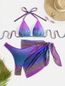 Swim Vcay Bộ đồ bơi cỡ lớn in họa tiết ngẫu nhiên màu ombre - Nhiều màu - Xem 4