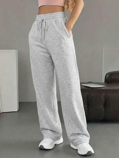 Pantalones baggy de chándal casuales de punto de corte holgado, para usar en casa y hacer deporte