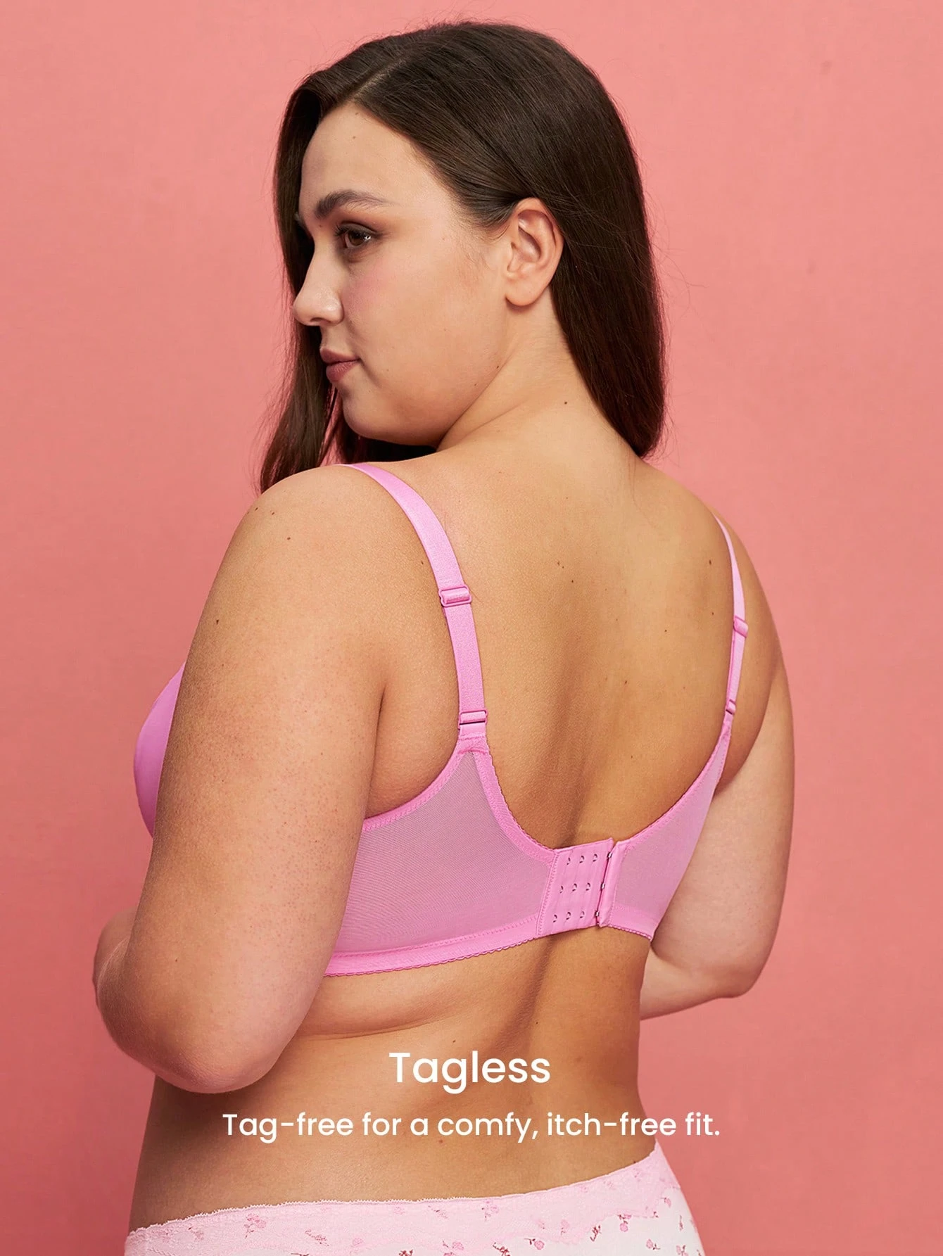 Lencería de mujer talla grande, sujetador de encaje transparente con aros, de cobertura total, con soporte y transpirable