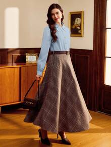 Vintamour 复古优雅女士衬衫领蝴蝶结珍珠纽扣休闲度假上衣教师女装秋季女装秋季女装度假女装娃娃衫外出上衣冬季女装商务休闲女装办公室女装白色女装秋季女装乡村音乐会圣诞节教堂女装秋季女装秋季上衣老钱风格女装可爱上衣优雅 - 藍色 - 查看 7