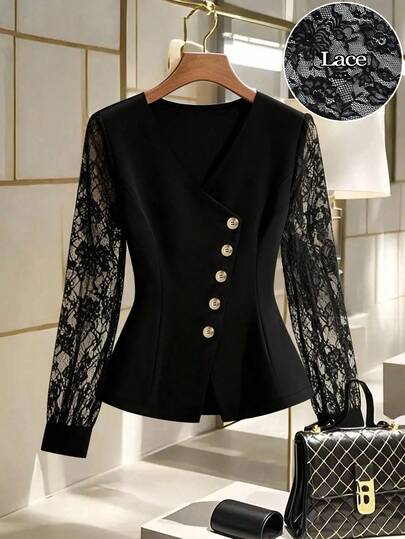 GlowEve CURVE 大码女士交叉斜领时尚商务套装