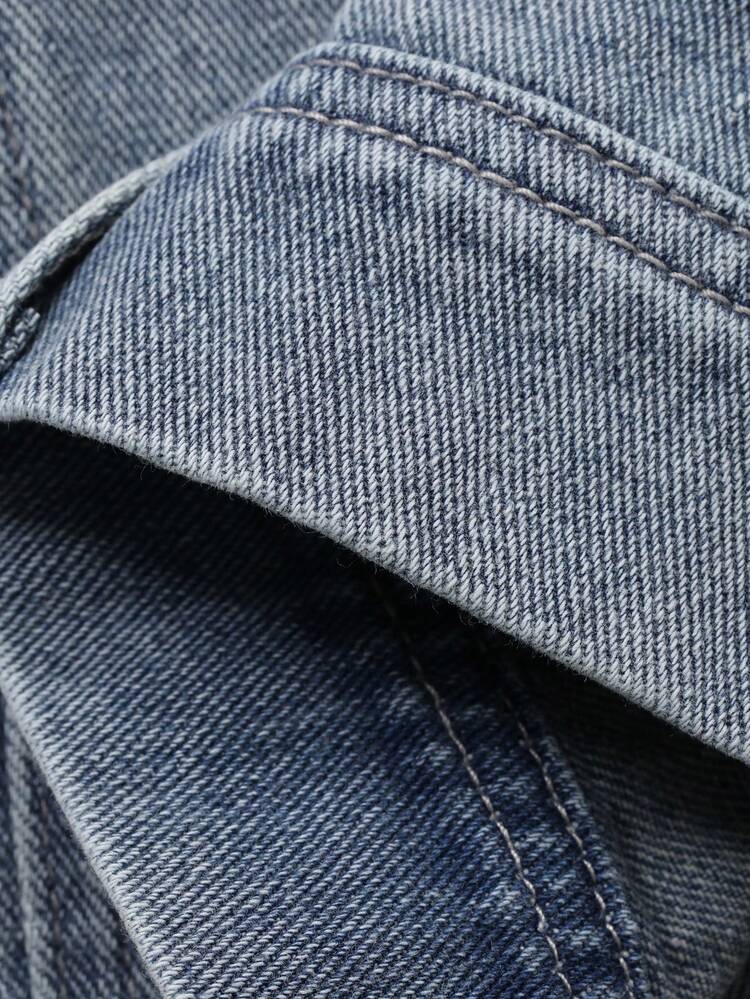 Men's Distressed Washed Long Denim Jeans, Suitable For Spring And Autumn